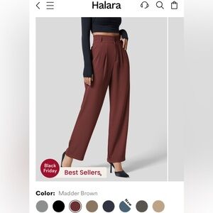 NWT Halara High Waisted Button Zipper Side Pocket Straight Leg Work Pants